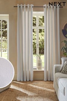 White Washed Cotton Linen Eyelet Lined Curtains