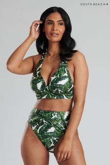 South Beach Green Leaf Print Twist Moulded Cup Bikini (162949) | kr600