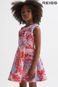 Reiss Pink Print Max Junior Floral Print Pleated Dress (163181) | AED360