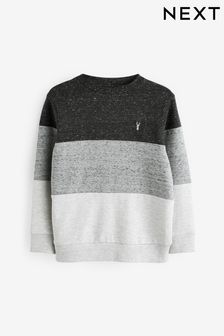 灰色/碳黑色 - 拼色圓領運動衫 (3-16歲) (163197) | NT$530 - NT$800