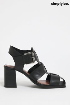 Черные босоножки на блочном каблуке для широкой стопы Simply Be (163628) | €28