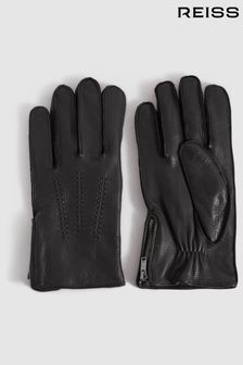 Reiss Black Iowa Leather Gloves (163769) | €142