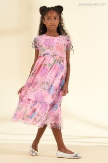 Angel & Rocket Pink Luisa Embroidered Yoke Mesh Dress (163787) | OMR20 - OMR22