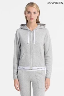 灰色 - Calvin Klein灰色純棉居家連帽上衣 (163846) | NT$3,260