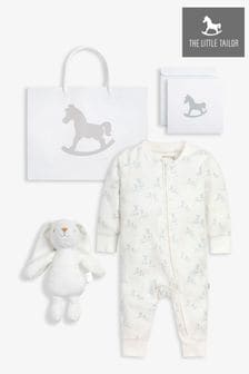 The Little Tailor Baby Sleepsuit And Toy Bunny 2 Piece Gift Set