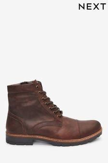 Brown Leather Zip Boots (164058) | €70