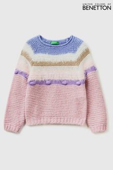 Benetton Pink Stripe Knitted Jumper