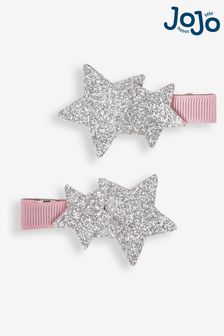 JoJo Maman Bébé Silver 2-Pack Star Glitter Clips (164416) | $13