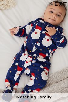 Navy Blue Christmas Baby Cotton Sleepsuit (0mths-2yrs) (164531) | €7 - €8