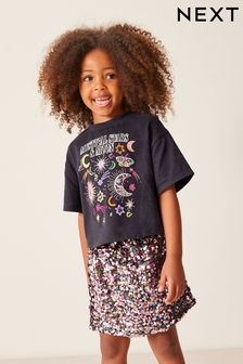 Black Top and Sequin Skirt Set (3-16yrs) (164591) | €13.50 - €18.50