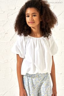 Angel & Rocket White Puff Sleeve Michela Woven 100% Cotton Top (164731) | $27 - $34