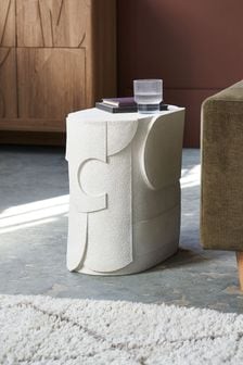 White Abstract Geo Resin Sofa Side Table (164765) | €185