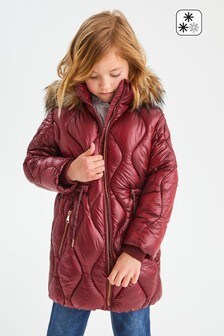 Berry Red Shower Resistant High Shine Padded Coat (3-16yrs) (164769) | €21.50 - €27