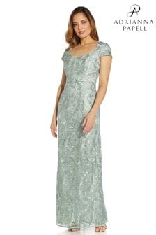 Adrianna Papell Womens Green Sequin Lace Gown (164866) | $396