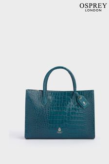 Синий - Итальянская кожаная сумка-тоут Osprey London Wentworth (165066) | €596