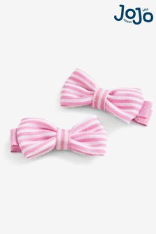 Jojo Maman Bébé Pink Stripe Pair Of Bow Clips (165100) | $14