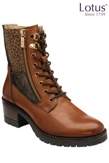 Lotus Leather Zip-Up Ankle Boots