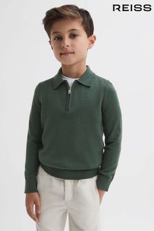 Reiss Ivy Green Robertson Junior Slim Fit Merino Wool Polo Shirt (165179) | €51