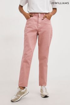 Różowe jeansy demi JD Williams Rose o kroju mom fit (165440) | 107 zł