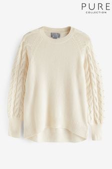 Pure Collection Cream Cashmere Pearl Sleeve Sweater (165768) | CHF 323