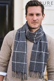 Pure Collection Mens Grey Cashmere Dogtooth Scarf (165877) | $214
