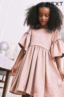 Бледно-розовый - Фактурное атласное платье (3-16 лет) (165921) | €30 - €35