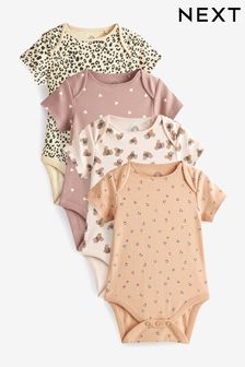 Baby Short Sleeve Bodysuits 4 Pack