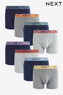 Navy Blue/Grey Bright Colour Marl Waistband A-Front Boxers 8 Pack (166045) | $76