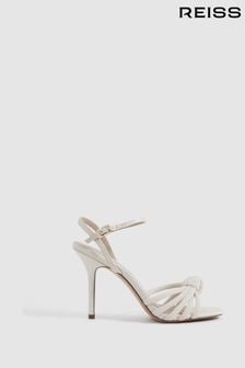 Reiss Cream Estel Strappy Pearl Heeled Sandals (166056) | $444