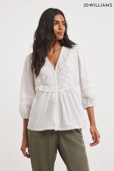 JD Williams White Embroidered Top (166168) | 100 zł