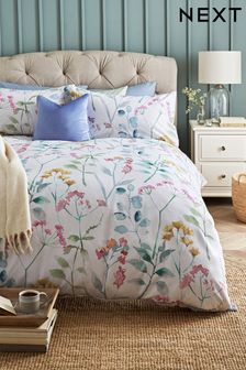 Pastel Isla Watercolour Floral 100% Cotton Duvet Cover and Pillowcase Set (166185) | OMR11 - OMR25