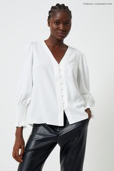 Белый - Креповая блузка с V-образным вырезом French Connection (166305) | €35
