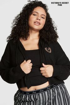Victoria's Secret PINK Pure Black Full Zip Cable Knit Hoodie (166333) | €79