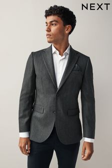 Grey Tailored Wool Blend Herringbone Suit Jacket (166404) | €49
