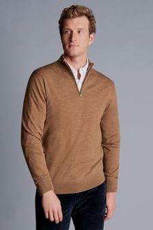 Charles Tyrwhitt Natural Merino Quarter Zip Jumper (166770) | $137