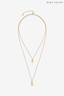 Mint Velvet Gold Tone Double Necklace (166919) | 185 SAR