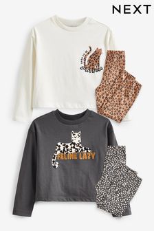 Grey/Brown Cat Character Jogger Pyjamas 2 Pack (3-16yrs) (166954) | $82 - $106