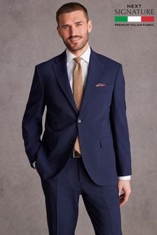 Bright Blue Regular Fit Signature Italian Fabric Suit Jacket (166989) | SGD 264