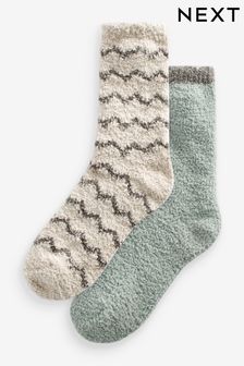Grün/Ecru Metallic - Kuschelige Socken, 2er-Pack (167475) | 6 €