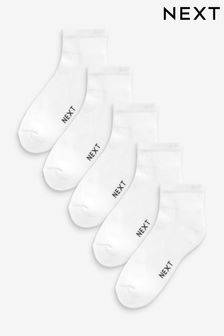 White 5 Pack Cushioned Sole Mid Trainer Socks (167741) | 56 QAR