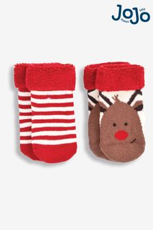 Jojo Maman Bébé Reindeer 2-Pack Baby Socks (167968) | €8
