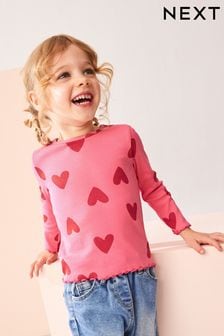 Red Hearts Cotton Rich Long Sleeve Rib T-Shirt (3mths-7yrs) (168504) | €5 - €8