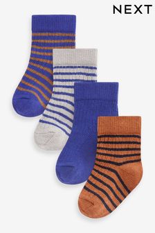 Cobalt Blue Stripe Baby Socks 4 Pack (0mths-2yrs) (168650) | 27 QAR