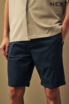 Navy Blue Slim Fit Premium Laundered Stretch Chino Shorts (168738) | 124 SAR