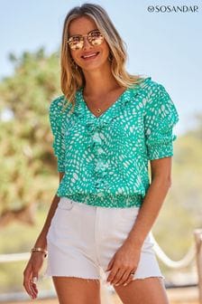 Sosandar Green Ruffle Detail Blouse (168847) | Kč1,785