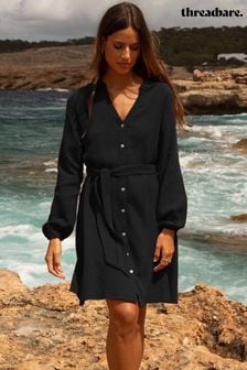 Черный - Threadbare платье-рубашка с воротником на пуговице и поясом (169009) | €48