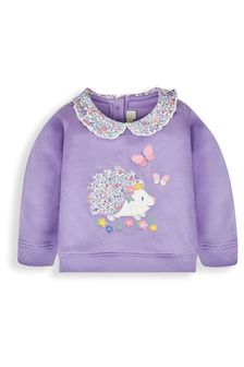 JoJo Maman Bébé Lilac Hedgehog Applique Sweatshirt With Collar (169024) | $39