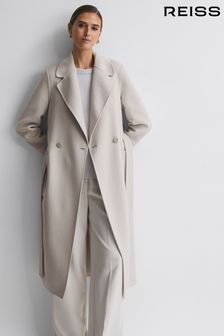 Reiss Stone Lucia Petite Long Wool Blend Blindseam Coat (169216) | €530