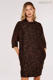 Apricot Brown & Black Zebra Print Cocoon Dress (169285) | $71