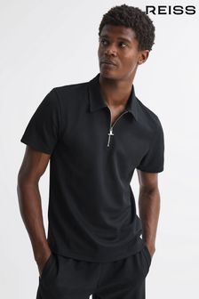 Reiss Navy Floyd Slim Fit Half-Zip Polo Shirt (169514) | kr1,239